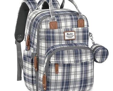 Diaper bag backpack with pacifier holder.