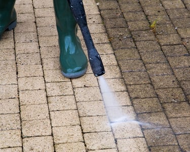 interlock pressure washing, before and after