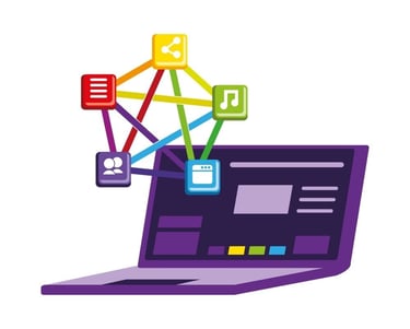 a laptop with a ferris wheel and a ferris wheel