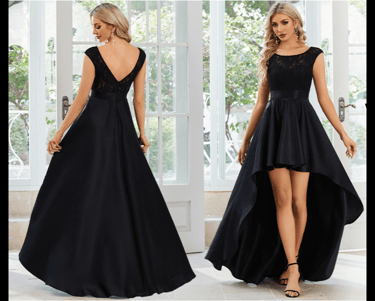 a woman in a black dress