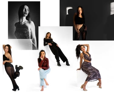 a woman in a black dress and a woman in a black dress
