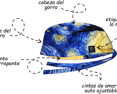 Molde de un gorro quirúrgico para mujeres y hombres de la noche estrellada