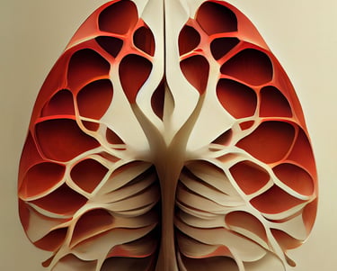 Una representación de unos pulmones hechos en papel.