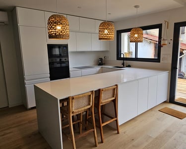 Ilot en silestone blanco zeus