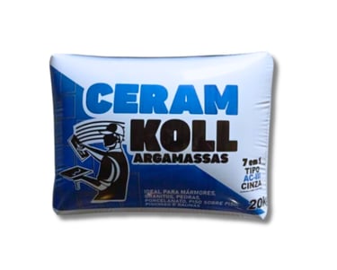 Saco de argamassa Ceram Koll AC-III Cinza 20kg para mármores, granitos e porcelanatos.