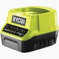 Ryobi One+ 18V IntelliPort lithium-ion battery charger in signature lime green and black.