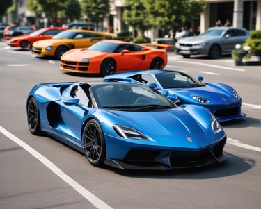 a couple of cars parked next to each other on a street
