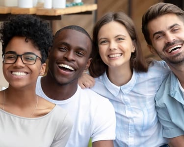 a group of people smiling