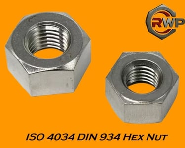 ISO 4034 / DIN 934 Hex Nut – Full-thread hexagonal nut with standard metric thread, widely used in mechanical, automotive, an