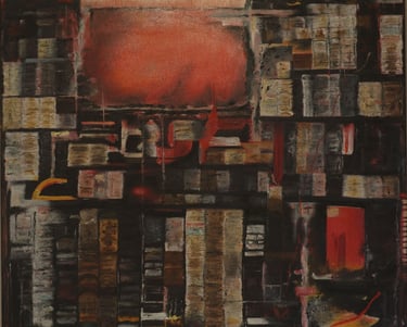 Pencil and oil on canvas