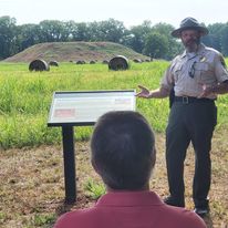 Pinson Mounds State Park Manager interpreting an Indigenous site