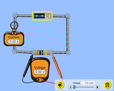 A Phet circuit to investigate ohm's law