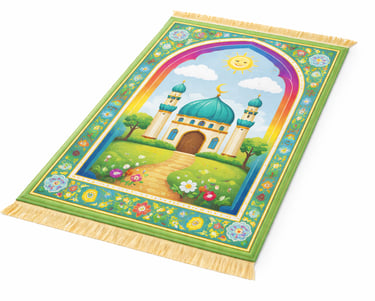 Colorful kids prayer mat designed for children with lightweight fabric