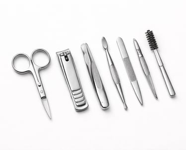 Compact travel beauty kit with essential grooming tools, export-ready set