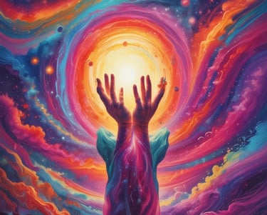 a person holding their hands up to a bright light
