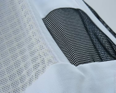 a white and bee veils black net with a black and white mesh veils