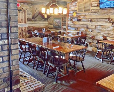 Watercolor graphic of 501 Tavern dining area - restaurant bar in Hudson, WI