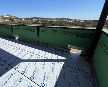 Roof terrace after applying permitter flashing and waterproofing.