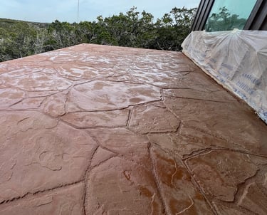 Stamped concrete balcony.