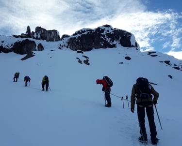 rope teams on the way to Carihuairazo summit