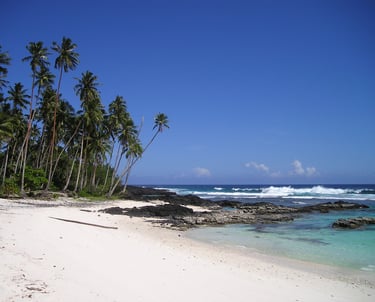 beaches with waves on coastline in Samoa
