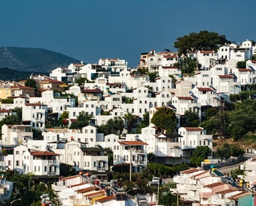 Kusadasi white homes built on hill