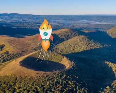 Maxima la petite flamme de MaxThomasBois sur une fusée avec un volcan de l'Auvergne Rhône Alpes