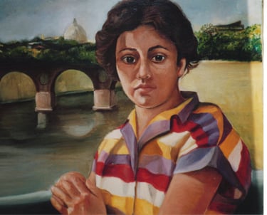 ritratto di donna con paesaggio