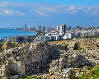 Limassol Cyprus skyline with ruins