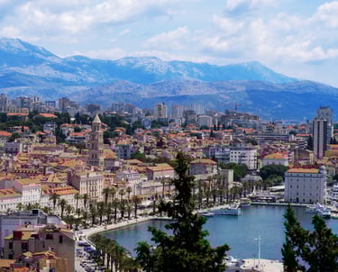 Split Croatia skyline with mountains in the distance