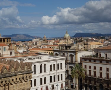 Palermo cityscape with mountains in distance