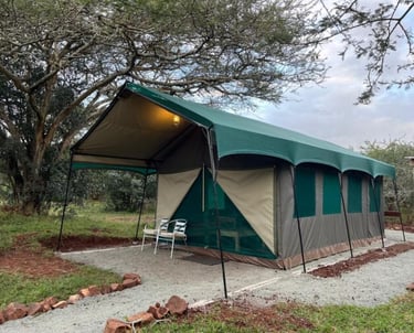 En suite self catering safari tent at Albizia camp in Hluhluwe