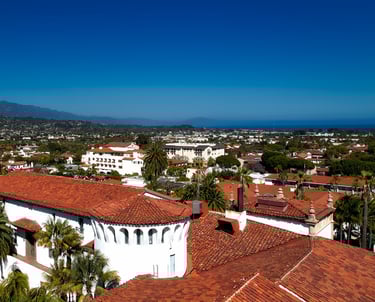Santa Barbara Aerial with hills in background