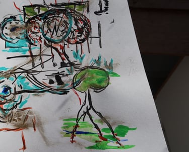 Peinture aquarelle d'un cerveau et d'une roue de la fortune magique dans un local.