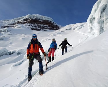 team descending from Cotopaxi summit