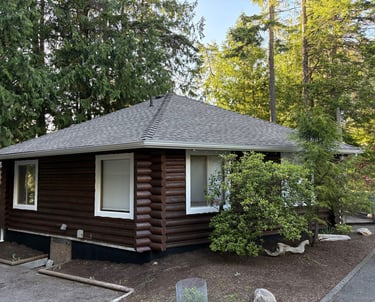 Qualicum Beach log home restored by Earth Embassy Restorations, Vancouver Island company 