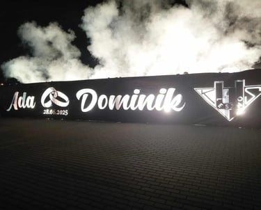 baner ślubny z imionami nowożeńców pirofolia unia leszno