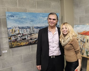 Jessy Tabet with Curator Gabriel Rizkallah at Rotating Art Exhibition