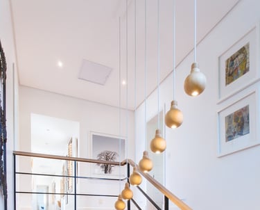 Open plan, light and modern stair well in a house