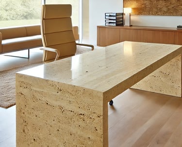 Stolik z trawertynu Classico, włoski kamienny stół