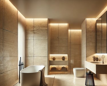 Trawertyn do łazienki klasyczny jasny brąz, włoski luksusowy kamień naturalny