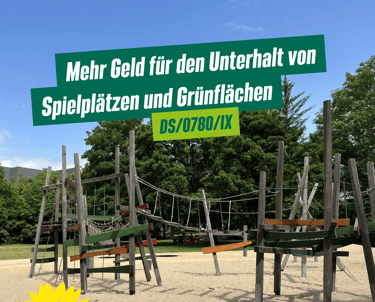 Sharepic zum Antrag mit dem Foto eines großen Klettergrüsts.