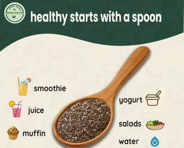 Flax seed, chia seed, sunflower seed