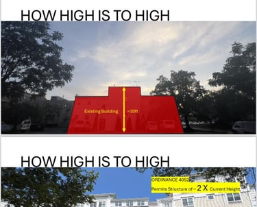 Height comparison of current building to Kensington Assisted Living Building