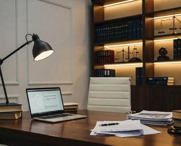 Equipo del Estudio Jurídico OLEA en Morón recibiendo a una clienta en la sala de reuniones