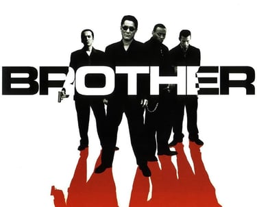 Poster for Takeshi Kitano's 'Brother' screening by Auckland International Film Club.
