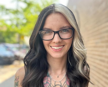 Alex N, nail tech, outside Fabrik Salon in downtown Missoula, MT