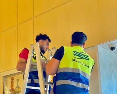 فريق عمل انذار حريق وكاميرات مراقبة وانظمة اطفاء تلقائى