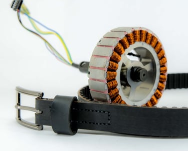 stitched belt alongside auto part