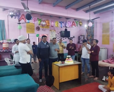 celebrating birthday of a patient